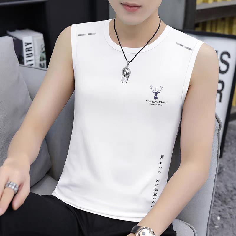 Ice Sports Vest Men'S Basketball Clothing Ice Silk Breathable Quick-Drying Top Fitness Sleeveless National Fashion T-Shirt - Image 4