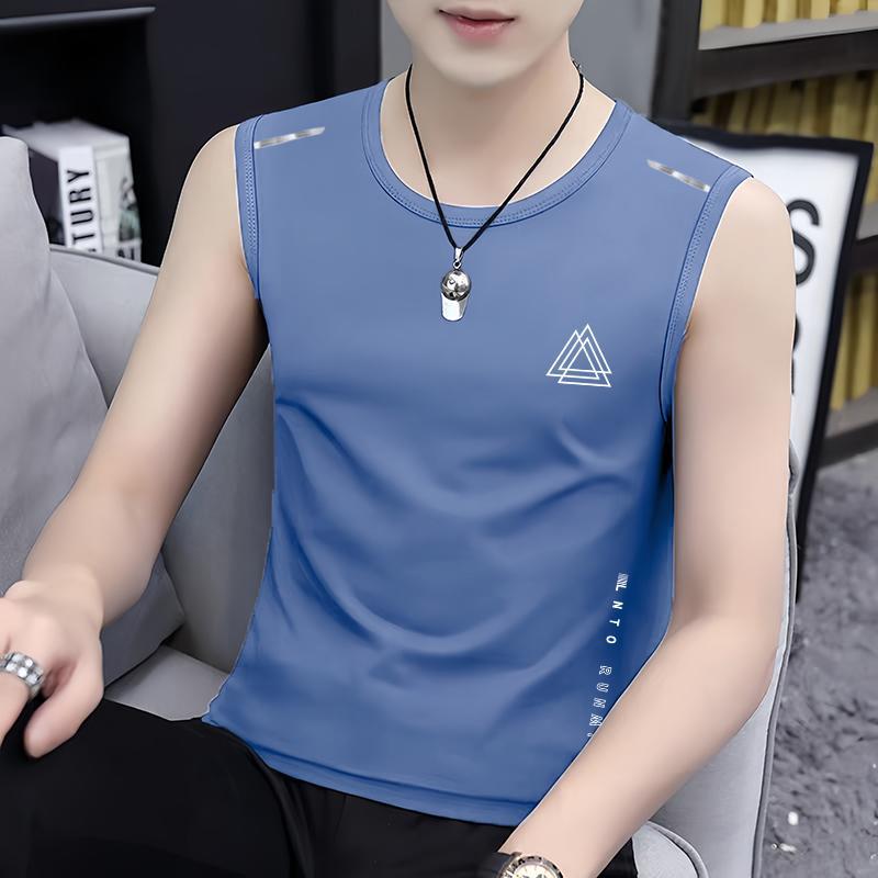 Ice Sports Vest Men'S Basketball Clothing Ice Silk Breathable Quick-Drying Top Fitness Sleeveless National Fashion T-Shirt - Image 5