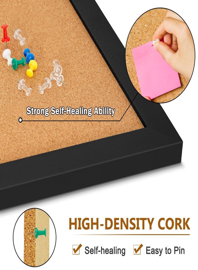 DOLLAR BOSS Cork Board for Wall 24" x 18" Bulletin Board for Wall with Black Wood Frame, Picture Display Pin Broad Vision Board for Office Home School Room Decorative Hanging 10 Pushpins - Image 2
