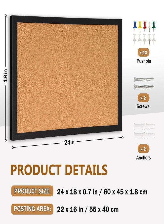 DOLLAR BOSS Cork Board for Wall 24" x 18" Bulletin Board for Wall with Black Wood Frame, Picture Display Pin Broad Vision Board for Office Home School Room Decorative Hanging 10 Pushpins - Image 4