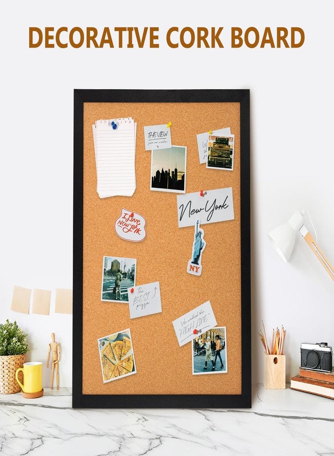 DOLLAR BOSS Cork Board for Wall 24" x 18" Bulletin Board for Wall with Black Wood Frame, Picture Display Pin Broad Vision Board for Office Home School Room Decorative Hanging 10 Pushpins - Image 5