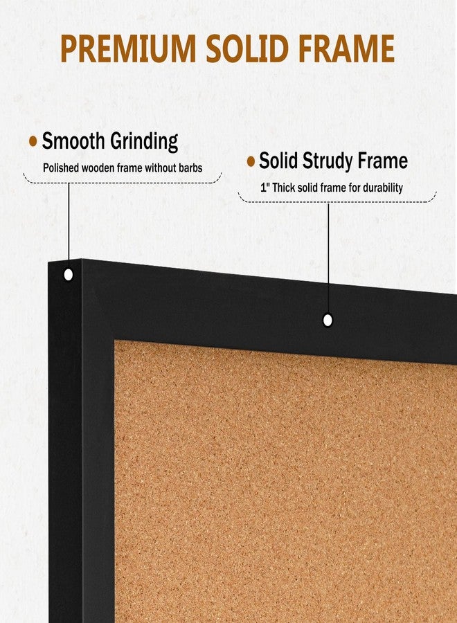 DOLLAR BOSS Cork Board for Wall 24" x 18" Bulletin Board for Wall with Black Wood Frame, Picture Display Pin Broad Vision Board for Office Home School Room Decorative Hanging 10 Pushpins - Image 3