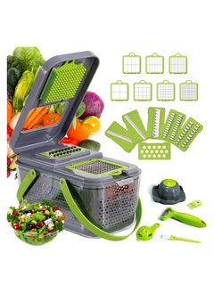 egetable Chopper, Upgraded 22 in 1 Mandoline Vegetable Slicer Dicer with 13 Stainless Steel Blades, Adjustable Slicer, Vegetable Cutter with Drain Rack Storage Container, Kitchen Gadget
