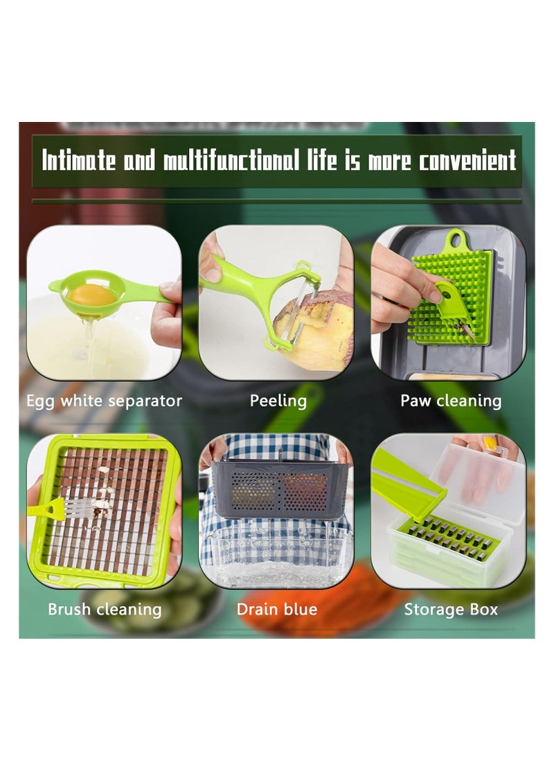 Generic - egetable Chopper, Upgraded 22 in 1 Mandoline Vegetable Slicer Dicer with 13 Stainless Steel Blades, Adjustable Slicer, Vegetable Cutter with Drain Rack Storage Container, Kitchen Gadget - Image 1