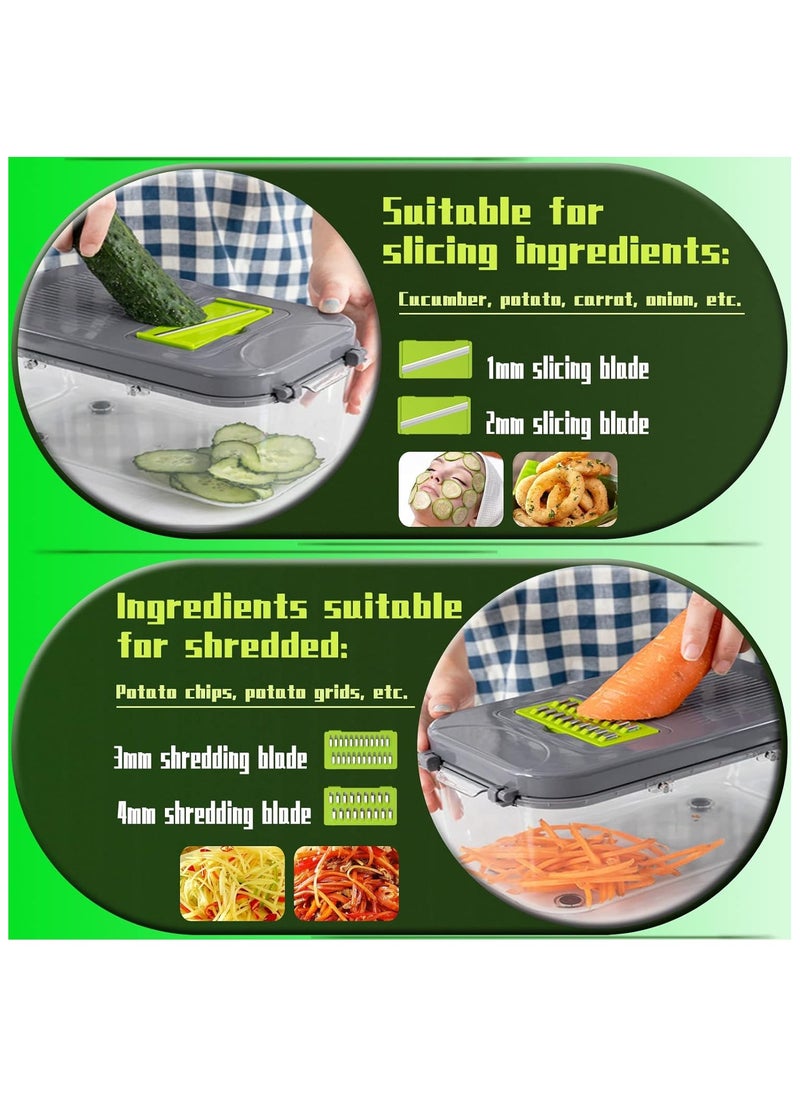 Generic - egetable Chopper, Upgraded 22 in 1 Mandoline Vegetable Slicer Dicer with 13 Stainless Steel Blades, Adjustable Slicer, Vegetable Cutter with Drain Rack Storage Container, Kitchen Gadget - Image 1