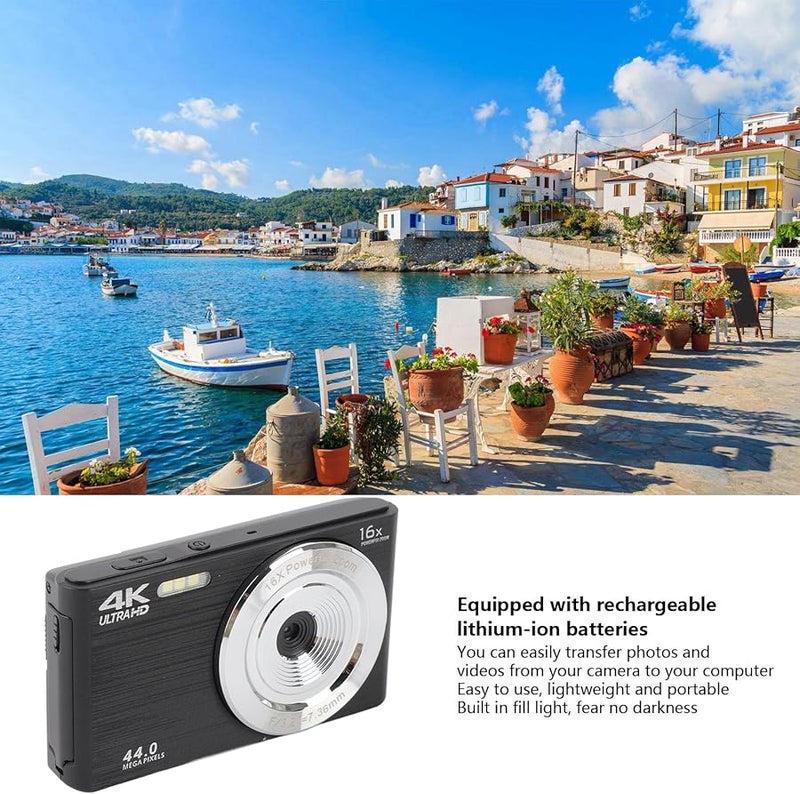 44 ميجابكسل كاميرا رقمية بدقة 4K تكبير 16X شاشة 2.8 بوصة تركيز تلقائي مضادة للصدمات مدمجة للسفر - Image 3