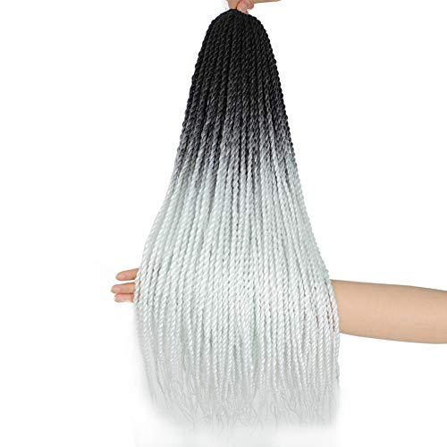 XCCOCO 6Pack Senegalese Twist Crochet Hair Ombre White Box Braids Synthetic Hair Extensions 30Roots/Pack Small Havana Twist Crochet Hair 24inch(1B/White, 600g/Lot) - Image 1