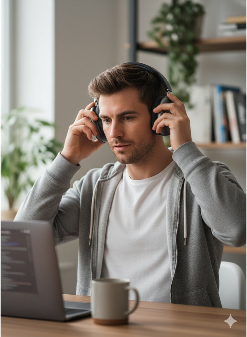 سماعات رأس بلوتوث لاسلكية حقيقية فوق الأذن - عمر بطارية طويل، ملاءمة مريحة، وصوت ممتاز للموسيقى، المكالمات والألعاب - Image 4