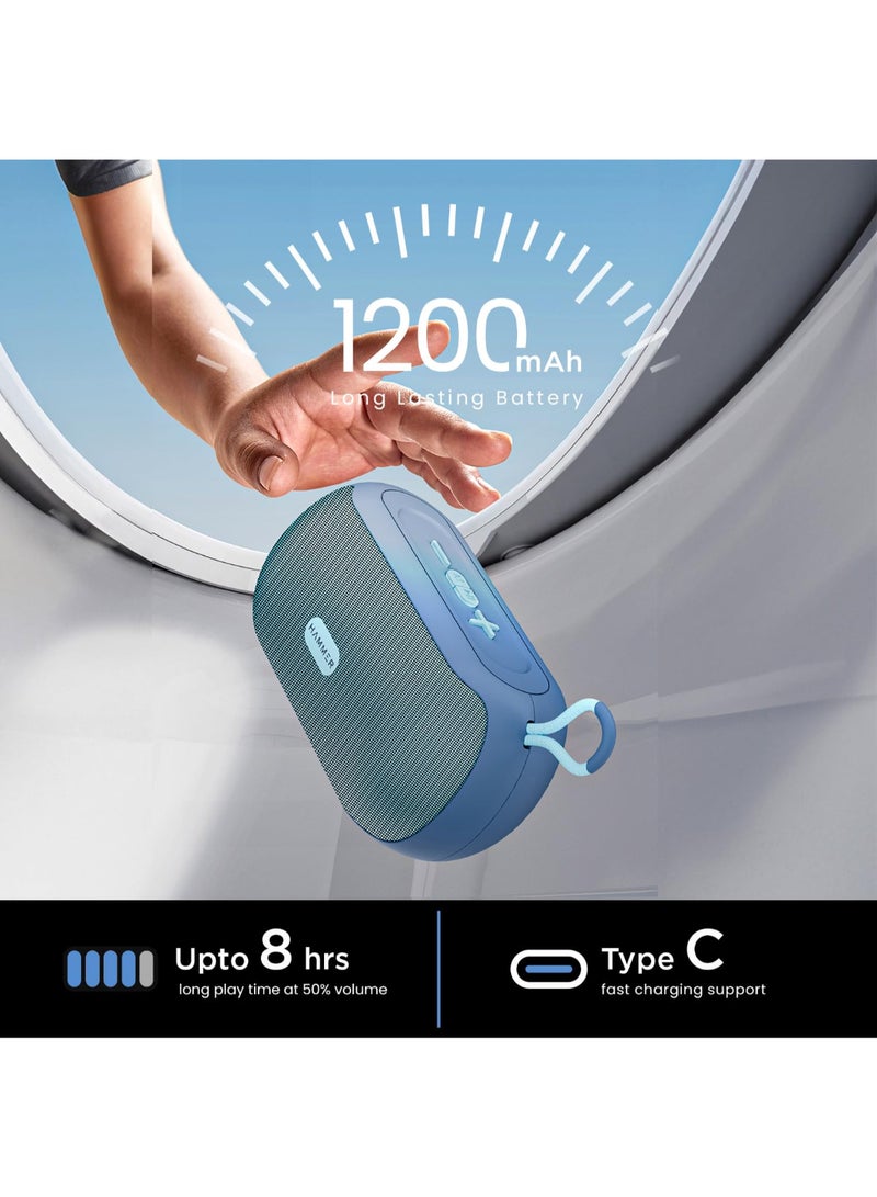 Hammer Renewed - Wave 10W Bluetooth Speaker Up to 8 Hours Playtime, TWS Function, Made in India, Built-in Mic, BTv5.4, USB Port, Type-C Interface Wireless Bluetooth Speaker with Hanging Loop (Blue) - Image 3