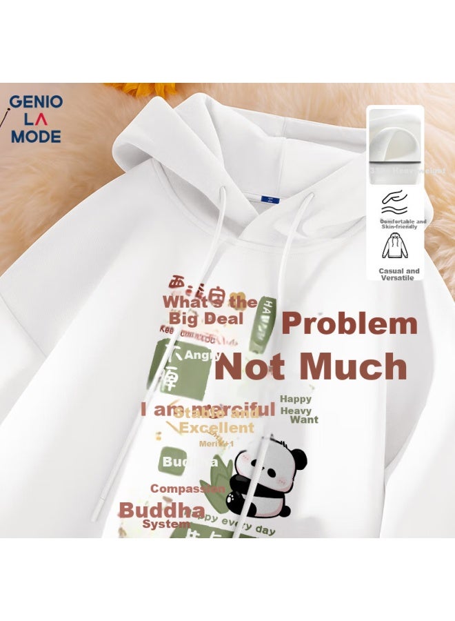 Geniolamode Men's Hoodie Spring And Autumn Loose-fit Youth Printed Sweatshirt Men White XL - Image 1
