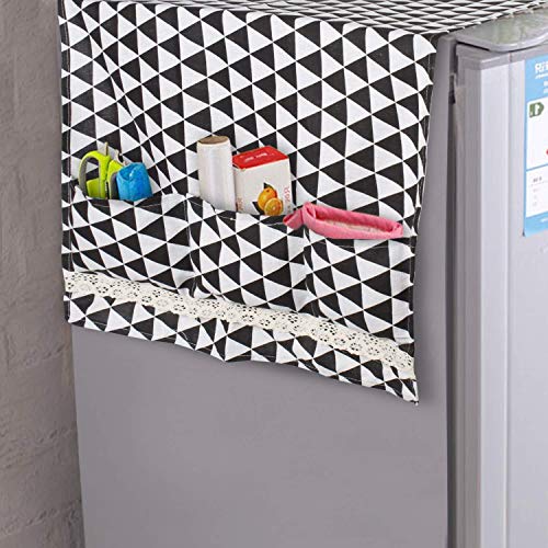 Zeinwap Refrigerator Cover Top With Storage Pockets - Anti-Dust Proof Cotton Cover Top 130 × 55 CM (Black, Pack of 1) - Image 4
