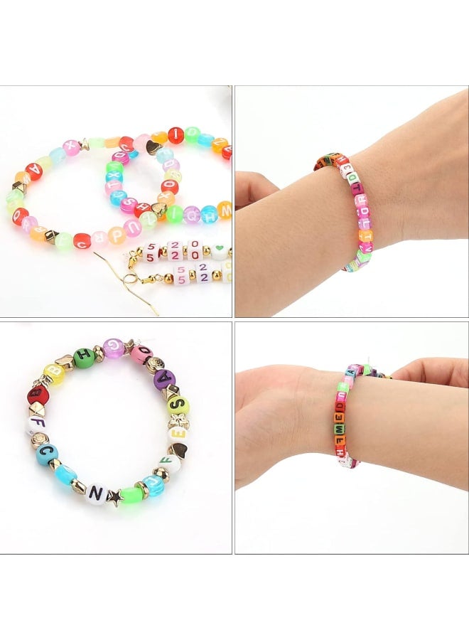 850 Pcs Acrylic Letter Beads Number Beads Square Alphabet Beads Colorful Letter Beads for Jewelry Making Key Chains Art Craft DIY Necklace Bracelet Decoration  - Image 5