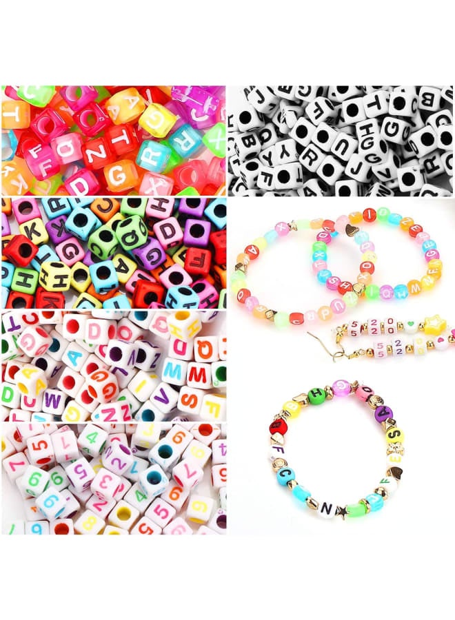 850 Pcs Acrylic Letter Beads Number Beads Square Alphabet Beads Colorful Letter Beads for Jewelry Making Key Chains Art Craft DIY Necklace Bracelet Decoration  - Image 3