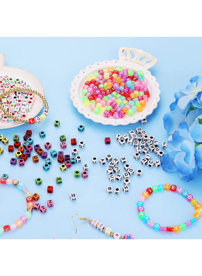 850 Pcs Acrylic Letter Beads Number Beads Square Alphabet Beads Colorful Letter Beads for Jewelry Making Key Chains Art Craft DIY Necklace Bracelet Decoration  - Image 4