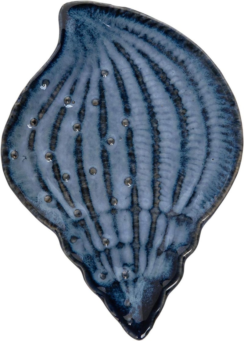 Beachcombers Textured Blue Shell Dish Porcelain Dinnerware Plate For Home Kitchen Coastal Nautical Beach Ocean Sea Life 551 X 394 X 08 Blue - Image 1