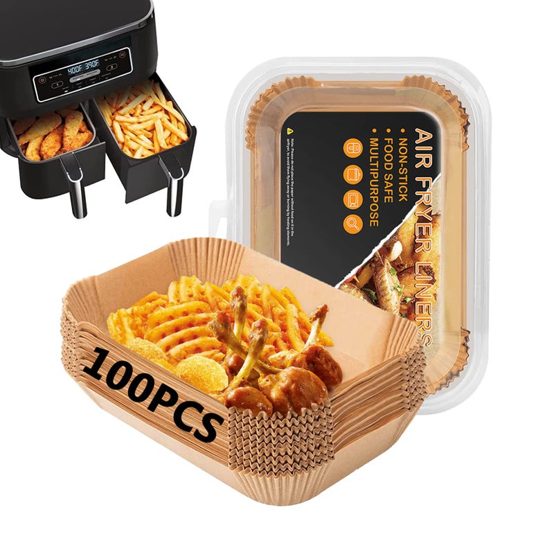 Air Fryer Liners for Keplin 9L Dual Zone Air Fryer Air Fryer Disposable Paper Liners for Ninja Dual Air Fryer Parchment Paper Liners OilProof WaterProof Fit Ninja AF300UK AF400UK DZ400UK