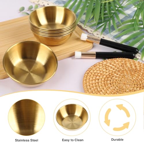 2 MULE TEAM 18 Pcs 3.23 In DIY Face Mask gold bowls for facials Stainless Steel Facial Bowls Esthetician Gold Mixing Bowls Gold Esthetician Supplies for Home Salon Cosmetic Beauty - Image 2