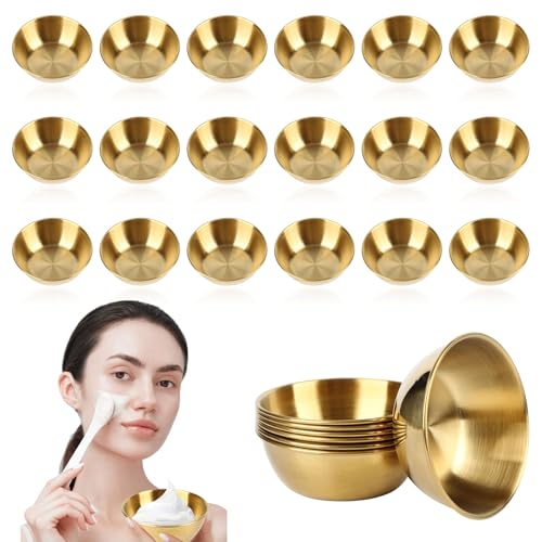 2 MULE TEAM 18 Pcs 3.23 In DIY Face Mask gold bowls for facials Stainless Steel Facial Bowls Esthetician Gold Mixing Bowls Gold Esthetician Supplies for Home Salon Cosmetic Beauty - Image 1
