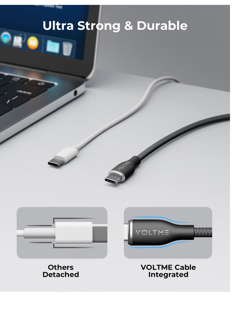 VOLTME - USB C to USB C Cable - Powerlink Rugg Double Nylon Fast Charging Cord 1m - 60W Power Delivery PD Compatible with iPhone 16 Series, iPhone 15 Series, iPad Pro/Air, MacBook Pro/Air, Galaxy S24/S23 Ultra, Huawei P60, Xiaomi, and More - Durable & High-Speed Charging- Black - Image 1