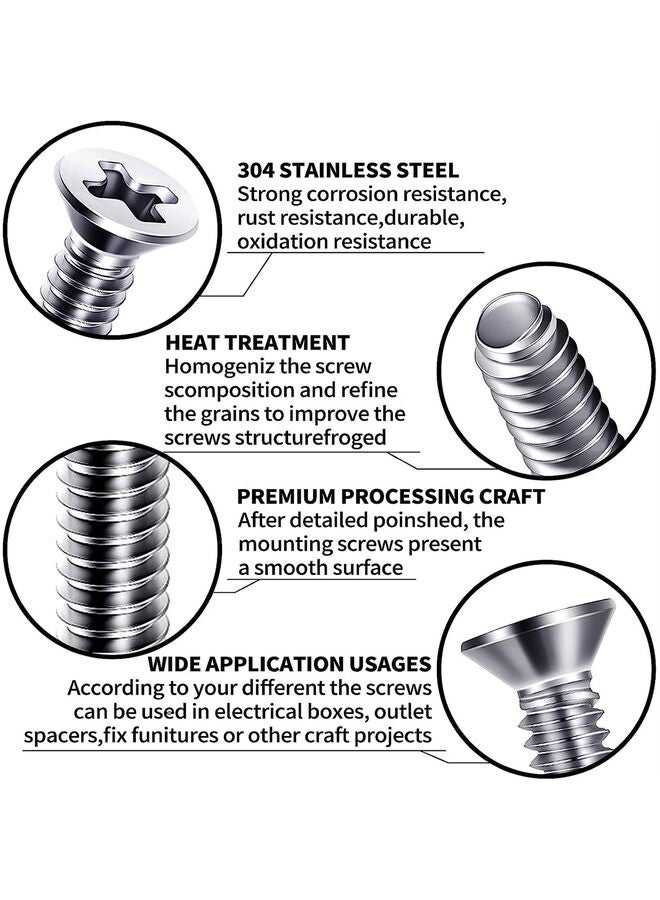 50 قطعة من مسامير تركيب الجهاز والمخرج الطويلة جدًا، 6-32 × 1-1/2 بوصة مسامير آلة برأس مسطح، مسامير من الفولاذ المقاوم للصدأ برأس جملوني كامل الخيوط، ملحقات أدوات محرك الأثاث - Image 3