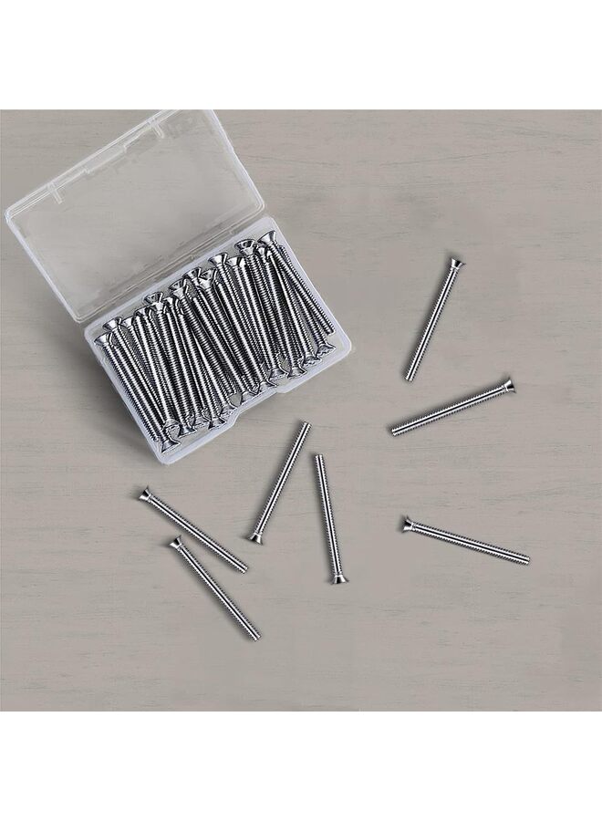 50 قطعة من مسامير تركيب الجهاز والمخرج الطويلة جدًا، 6-32 × 1-1/2 بوصة مسامير آلة برأس مسطح، مسامير من الفولاذ المقاوم للصدأ برأس جملوني كامل الخيوط، ملحقات أدوات محرك الأثاث - Image 5
