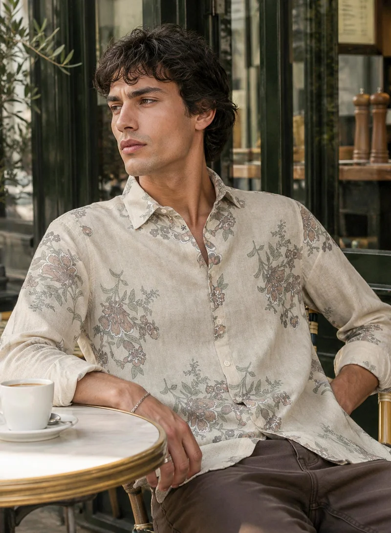 CAHOOT Men's Multi Floral Regular Shirt For Casual Wear | Collared Neck | Long Sleeve | Button Closure | Polyester Blend Shirt Crafted With Comfort Fit For Everyday Wear