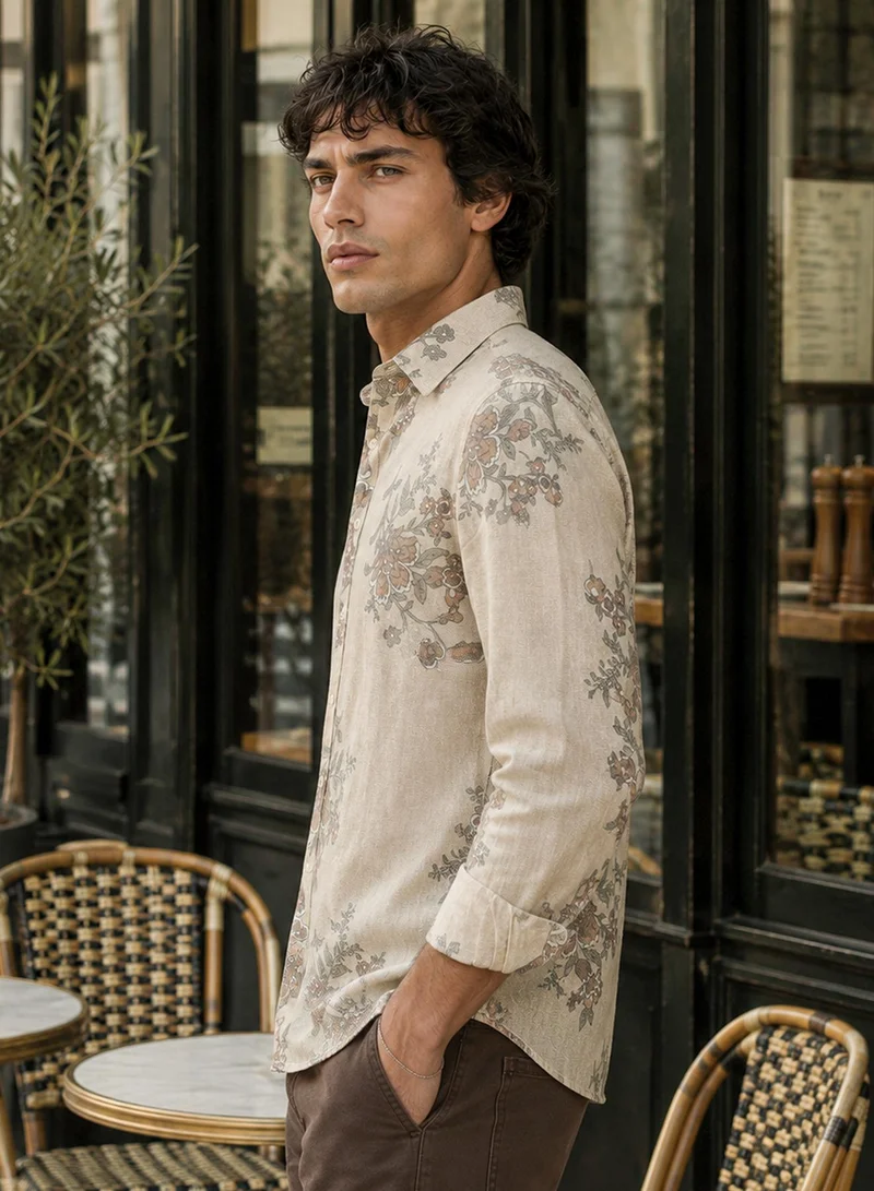 CAHOOT Men's Multi Floral Regular Shirt For Casual Wear | Collared Neck | Long Sleeve | Button Closure | Polyester Blend Shirt Crafted With Comfort Fit For Everyday Wear