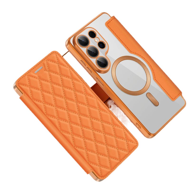 MagSafe Samsung Galaxy S26 Ultra Scratch Resistant Acrylic for Samsung S26 Ultra Samsung S26 and Full Coverage and Card Holder in Orange - Image 1