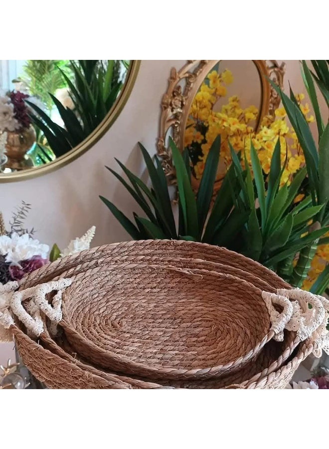Handmade Natural Wicker Basket Set - Stylish Design with a Rustic Touch, Perfect for Storage, Decor, and Home Organization (3 Different Sizes) - Image 1