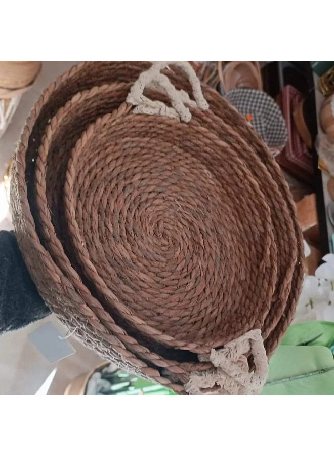 Handmade Natural Wicker Basket Set - Stylish Design with a Rustic Touch, Perfect for Storage, Decor, and Home Organization (3 Different Sizes) - Image 2