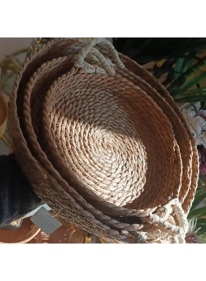 Handmade Natural Wicker Basket Set - Stylish Design with a Rustic Touch, Perfect for Storage, Decor, and Home Organization (3 Different Sizes) - Image 3