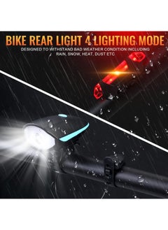 SKY-TOUCH Bike Light Set USB Rechargeable Bycicle LED Accessories Night Cycling Headlight Tail Rear Reflectors for Mountain Bike 4 Lighting Modes, Easy to Install (Blue)  - Image 5
