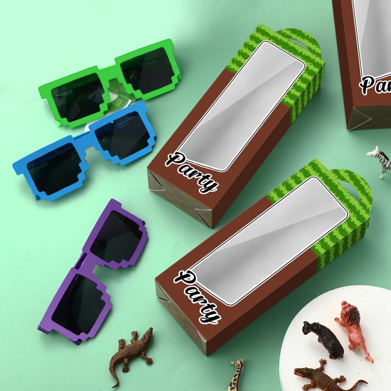 Mootycapa 24 Pcs Pixel Party Favors Pixelated Theme Gift Boxes Pixel Sunglasses Birthday Party Supplies (Classic Colors) - Image 5