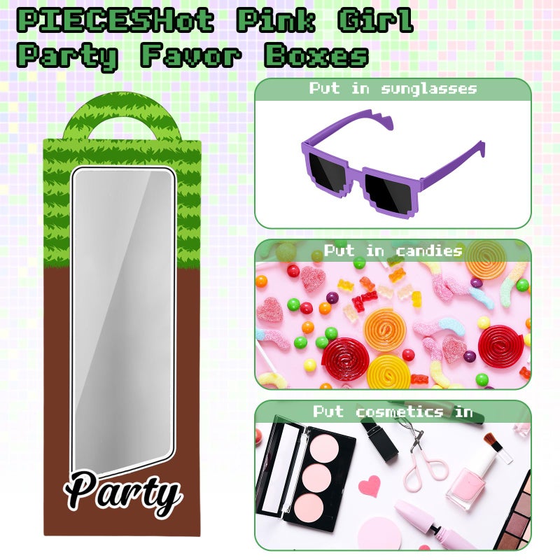 Mootycapa 24 Pcs Pixel Party Favors Pixelated Theme Gift Boxes Pixel Sunglasses Birthday Party Supplies (Classic Colors) - Image 3
