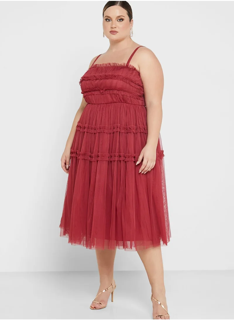 Anaya with Love Curve Strappy Ruffle Detail Dress