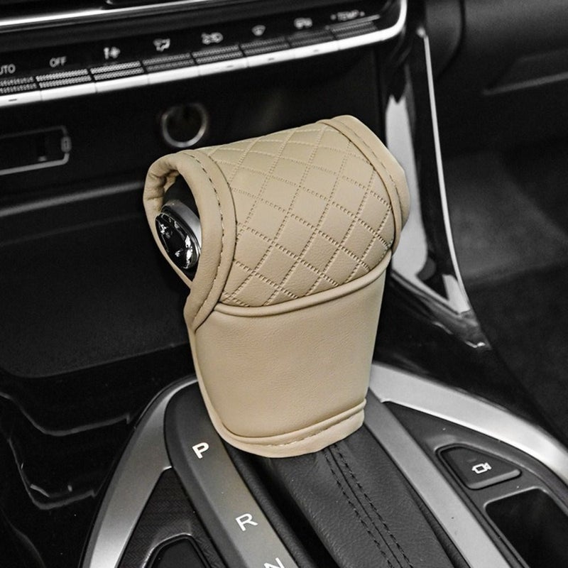 Dark Red Durable PU Leather Car Gear Shift Cover For Automobile Interior Protector - Image 4