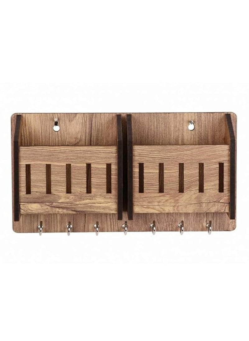 Craft Petals Craft Petals Wooden Wall Mounted Coat Rack 7 Hooks 30 cm x 12 cm  - Image 1