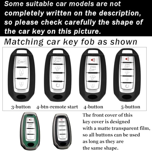 ontto Car Key Cover Fit for Infiniti 2023 2024 Metal Key Skin Leather Key Protector for Q50 Q50L Q60 QX50 QX55 QX60 2018-up Key Fob,Smart Remote Key Fob Case Holder Black - Image 2
