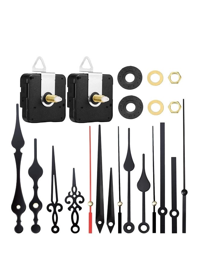 Generic - 2 Pcs High Torque Long Shaft Clock Movement Mechanism with 5 Different Pairs of Hands Diy Repair Parts Replacement - Image 1