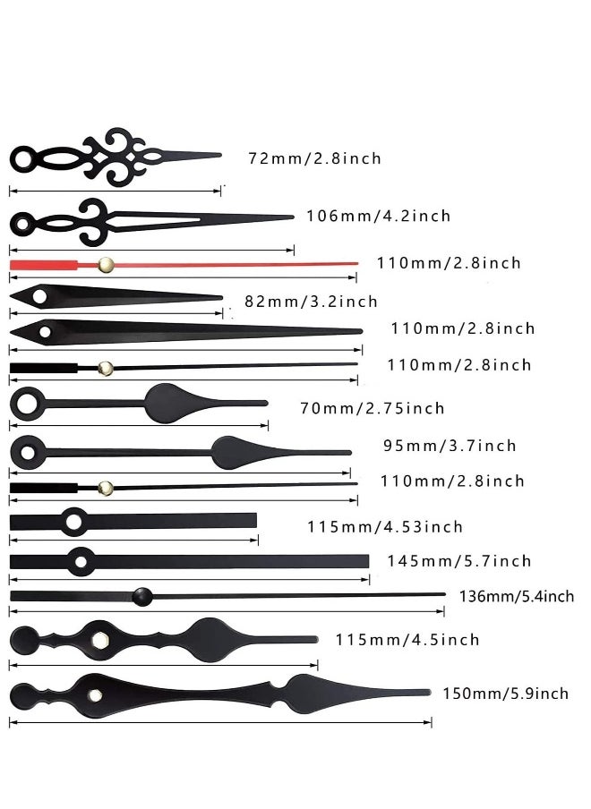 Generic - 2 Pcs High Torque Long Shaft Clock Movement Mechanism with 5 Different Pairs of Hands Diy Repair Parts Replacement - Image 1