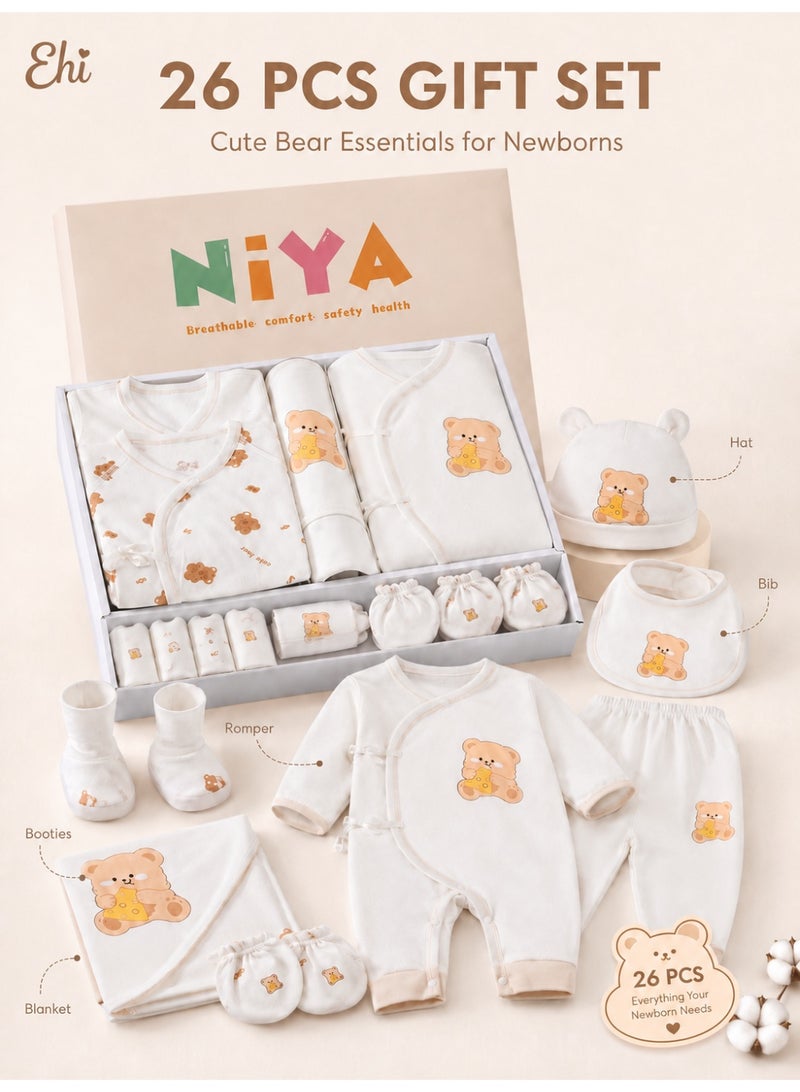 Ehi 26-Piece Baby Gift Set – Soft Cotton Newborn Clothing & Accessories for All Seasons, Comfortable & Safe, Perfect Baby Shower & Everyday Use - Image 4