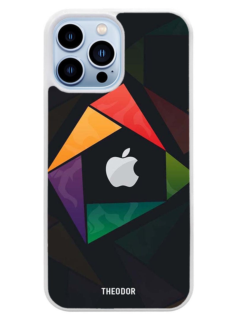 Theodor Protective Case Cover For APPLE IPHONE 14 Pro Apple Triangle Logo(White Bumper) - Image 1