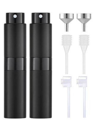 2-Piece 8ml Perfume Atomizer, Portable Empty Mini Spray Bottle for Perfume, Cologne, Liquid Sprayer, Rotating Design Use Aluminum Shell And Glass Liner (Includes Liquid Dispensing Tool, Black) - pzsku/Z04A2A673C6BFBA845589Z/45/_/1684770835/1c889755-0e12-41e0-b19d-f8103fb8195f