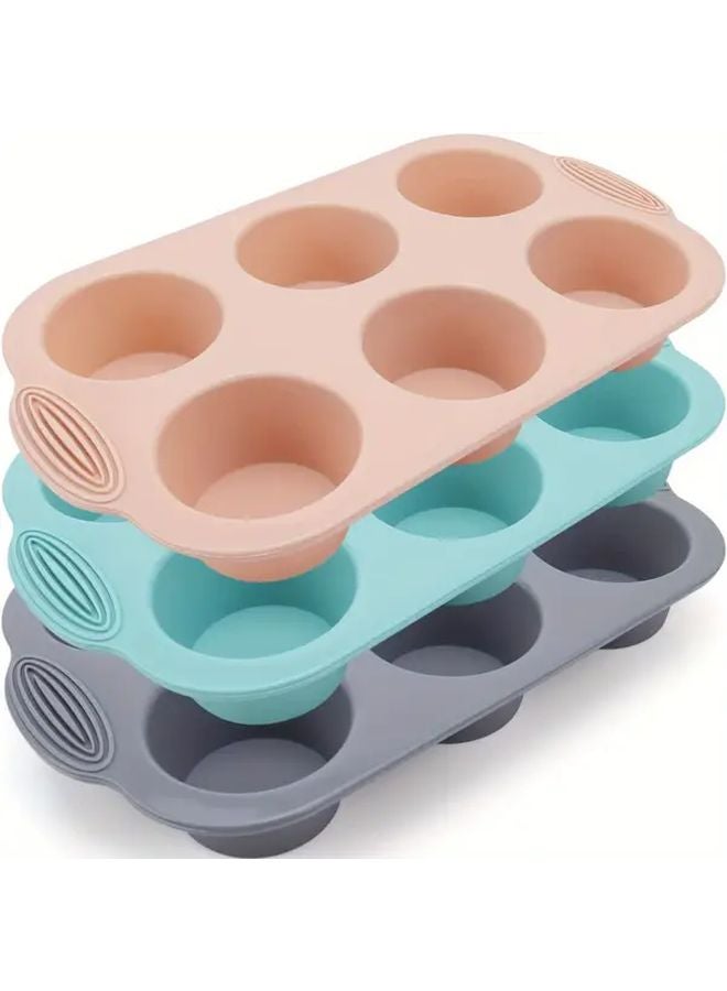 2pcs Pink Non Stick Pancake Cupcake Tray Molds Stackable Bakeware Oven Microwave Air Fryer Safe - Image 2