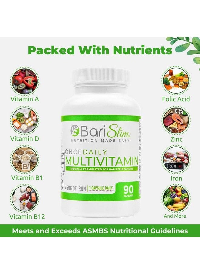 Bari Slim - Once Daily Bariatric Multivitamin Capsule 45 Mg Of Iron Bariatric Vitamin And Supplement For Post Bariatric Surgery Including Gastric Bypass And Gastric Sleeve; 90 Servings - Image 1