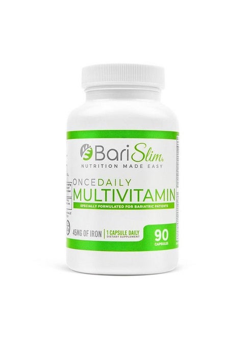 Once Daily Bariatric Multivitamin Capsule 45 Mg Of Iron Bariatric Vitamin And Supplement For Post Bariatric Surgery Including Gastric Bypass And Gastric Sleeve; 90 Servings