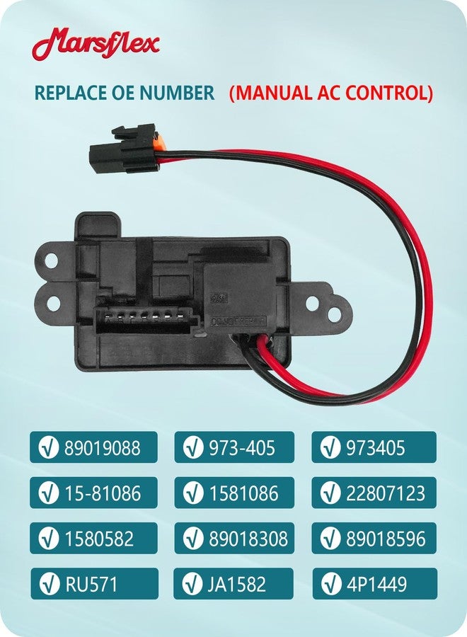 Marsflex Blower Motor Resistor 89019088 2003 2004 2005 2006 for Chevrolet Chevy Avalanche Silverado 1500 2500 Suburban Tahoe, for GMC Sierra Yukon, Blower Resistor 1581086 with Manual AC Control - Image 4