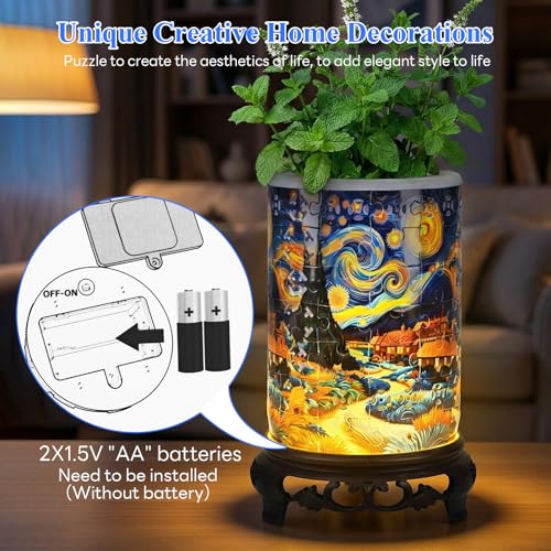 MONVIE 3D Puzzles Vase for Adults LED 84 Pieces Plastic DIY Unique Pattern 3D Puzzles Planter Crafts for Adults Gift Birthday Gifts for Flower Arrangements Pen Holder and Home Decor - Image 5