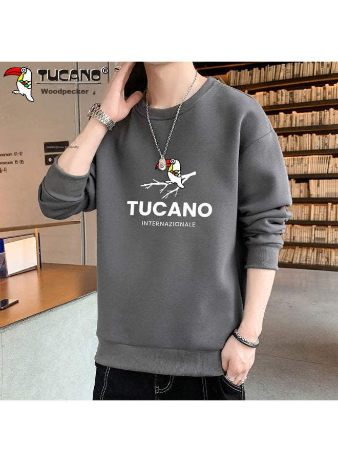 Tucano Tucano Men's Long Sleeve T-shirt Round Neck Pullover Spring And Autumn Loose Korean Style Jacket Men's Clothing Grey Xl - Image 1