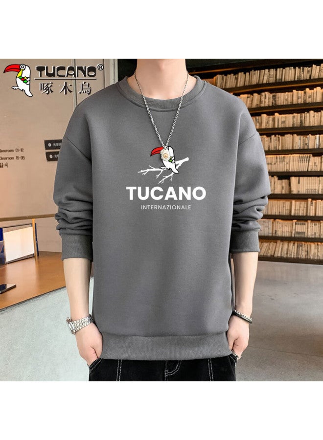 Tucano Tucano Men's Long Sleeve T-shirt Round Neck Pullover Spring And Autumn Loose Korean Style Jacket Men's Clothing Grey Xl - Image 2